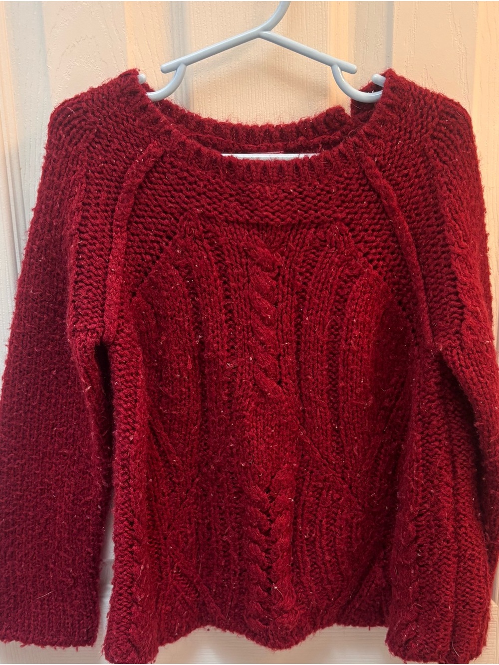 Kid’s Mayoral Deep Wine Red Cable Knit Crew Sweater